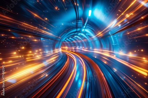 High-Speed Motion Blur in Futuristic Tunnel