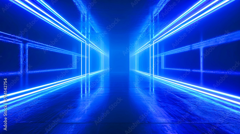 abstract blue neon background in hi-tech style - obrazy, fototapety, plakaty 