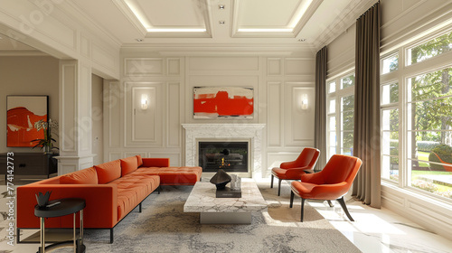 modern living room with fireplace
