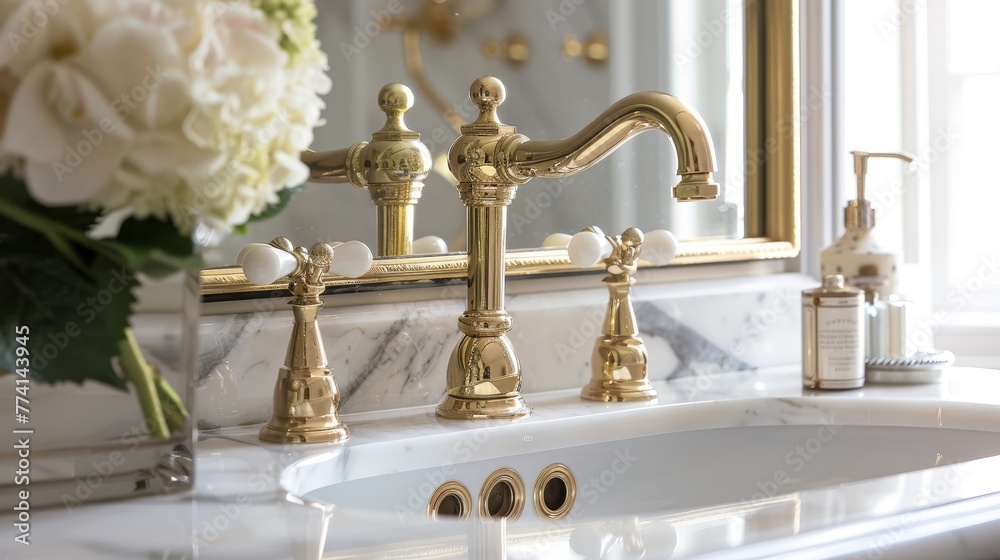 Inspired bathroom setup featuring a close-up on an ideal mixer tap, highlighting its superior quality and innovative design Inspired bathroom setup featuring a close-up on an ideal mixer tap, highlighting its superior quality and innovative design