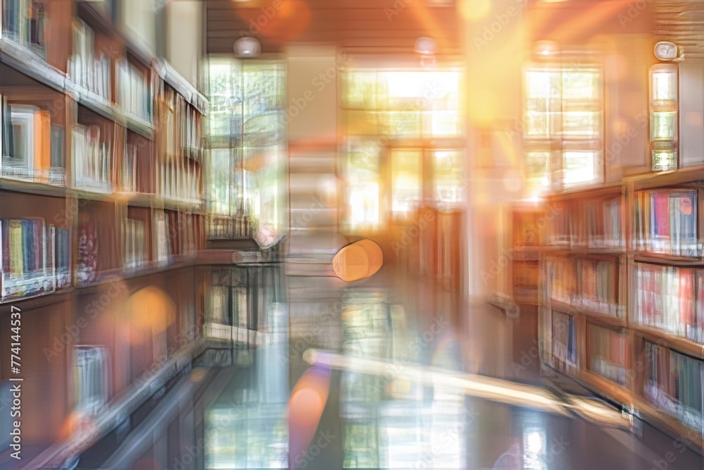 Abstract Blurred Public Library Interior Space