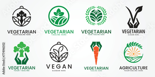 vegan logo icon Leaf symbol plant based diet product label Vector illustration. photo