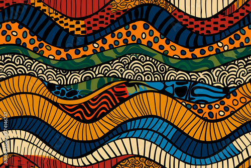 Seamless traditional fabric African pattern, generative AI