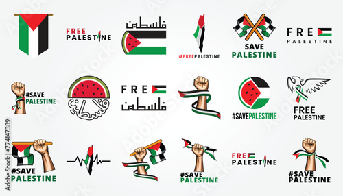 set bundle international day of solidarity the palestinian people with flag vector illustration