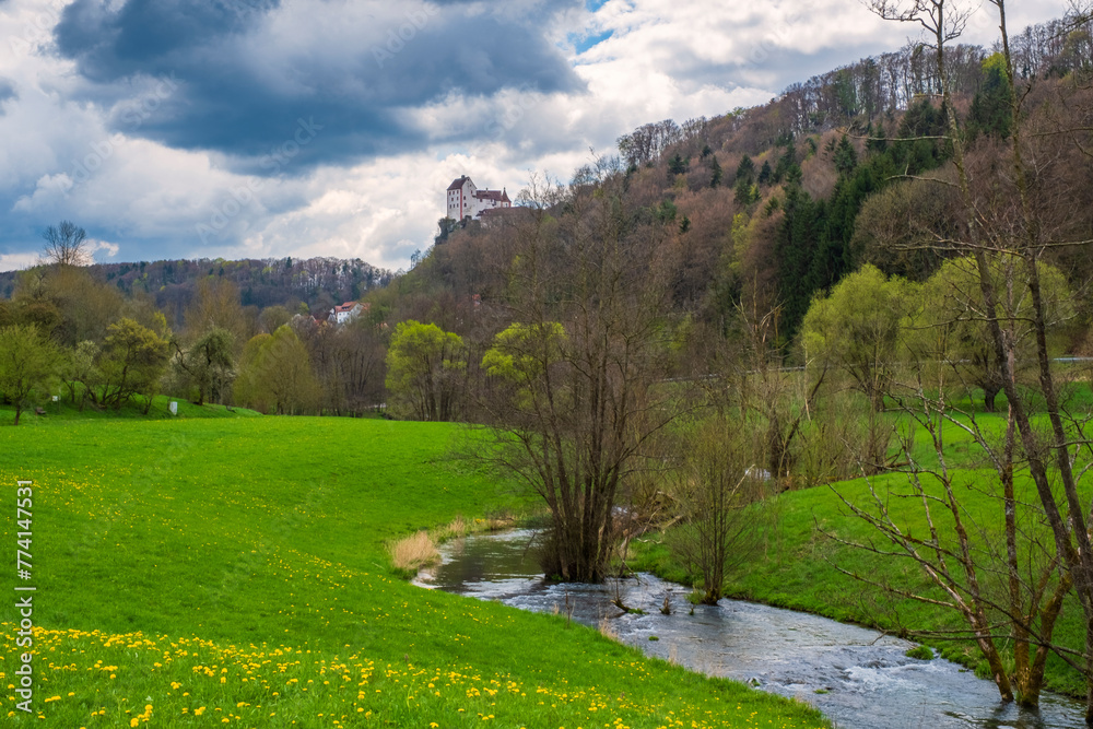 View of the Trubach Valley in Franconian Switzerland near Egloffstein - Germany on a sunny spring day View of the Trubach Valley in Franconian Switzerland near Egloffstein - Germany on a sunny spring day