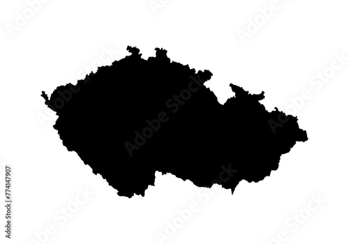 Mapa negro de República Checa en fondo blanco. photo