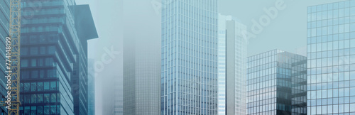 skyscrapers buildings disappear into the mist  creating mysterious and atmospheric urban landscape with blurred outlines and obscured details  Weather Conditions  German Engineering