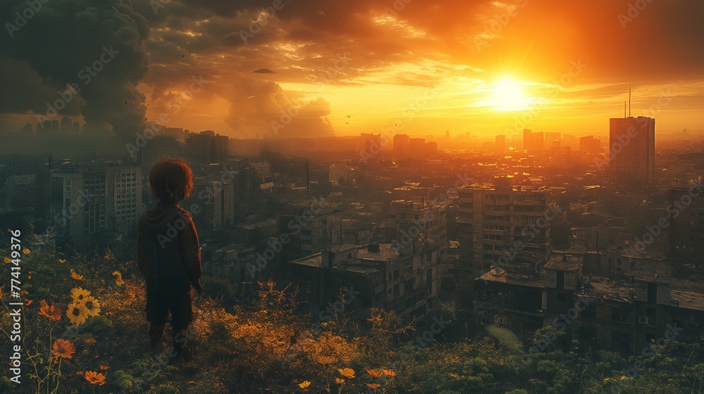 Fototapeta premium Apocalyptic City Sunset