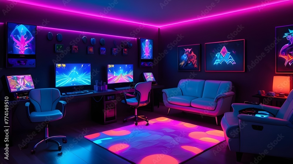 Neon Lightning Gaming Room Escapade Neon Lightning Gaming Room Escapade