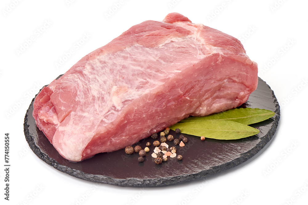 Raw pork loin, isolated on white background. Raw pork loin, isolated on white background.