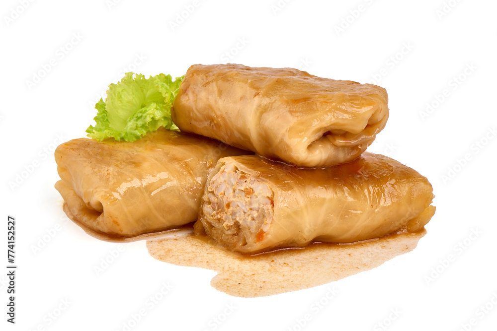 Stuffed cabbage rolls isolated on white background Stuffed cabbage rolls isolated on white background
