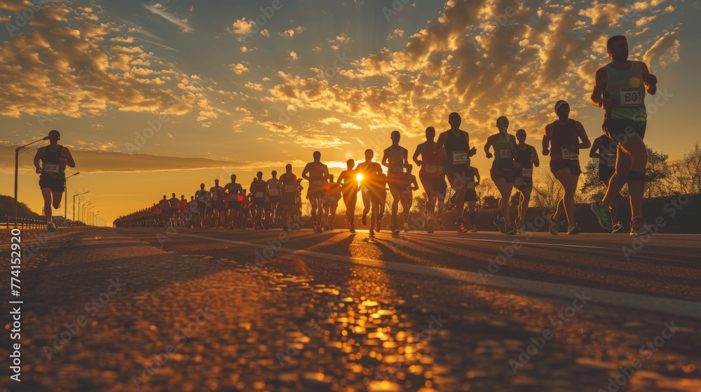 Fototapeta premium Marathon for a cause, golden hour, beautiful, travel photography