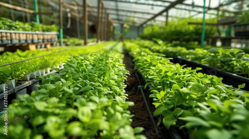 Organic hydroponic vegetable cultivation farm, Field vegetable fresh organic farm, Vegetable hydroponic system for health food, generative ai