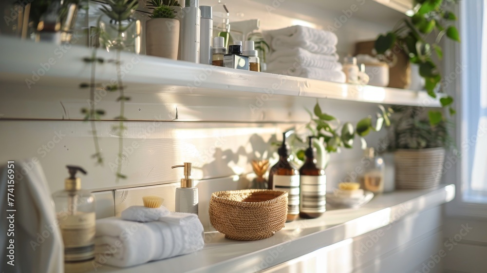 A close-up exploration of elegant bathroom shelving, featuring creative and inspired ideas for enhancing the beauty and utility of the space