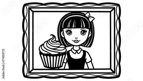 cupcake-girl--a-cute-girl-and-cupcake--frame--cupc photo