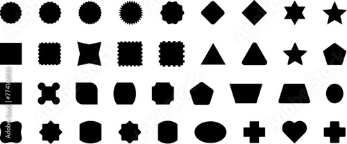 Black vector shapes. Set of geometric shapes black vector image