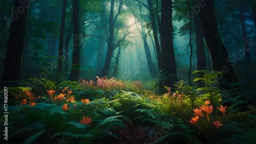 forest in the morning fog