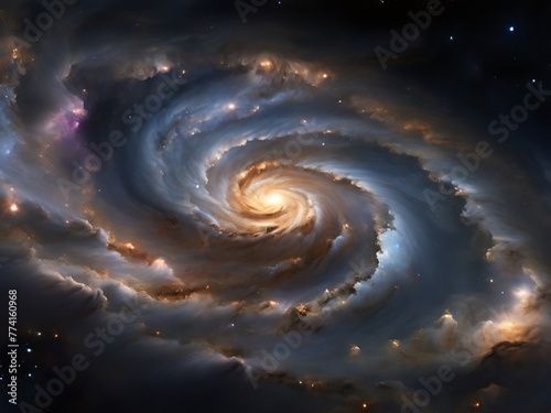 Blue Swirls of Space: A Cosmic Spiral Galaxy Background with Light and Texture