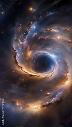 Blue Swirls of Space  A Cosmic Spiral Galaxy Background with Light and Texture