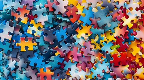 Autism Awareness Puzzle Pieces Coming Together in a Vibrant D Mosaic generative ai photo