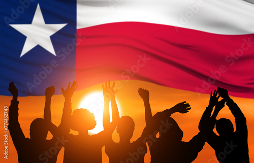 Flag of Texas on the sky background. Holiday concept. 3d illustration