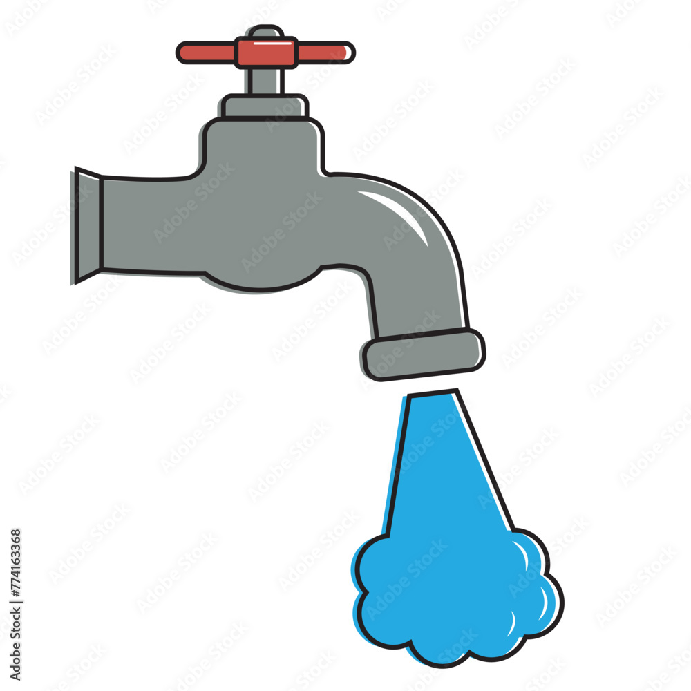 Water tap with falling drop. Isolated on white background. Classical old valve. Water tap with falling drop. Isolated on white background. Classical old valve.