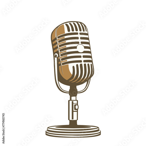 retro microphone isolated on white background