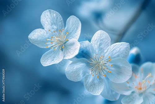 Floral artwork prints, blue and white flower designs, artificial intelligence generated art