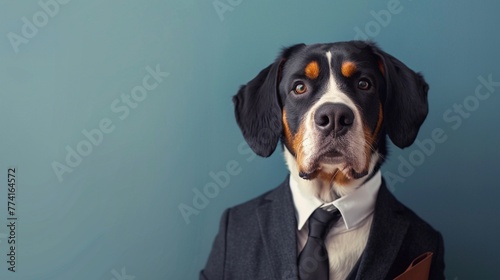 Anthropomorphic Greater Swiss Mountain Dog: Business Attire photo