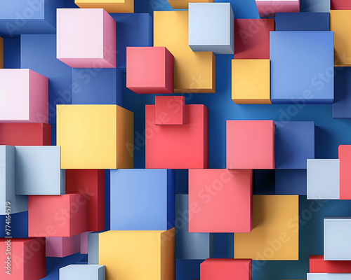 Geometric blocks in various sizes and colors, abstract , background photo