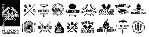 Barbecue logo. Barbecue logo set. Silhouette style. Bbq icon.