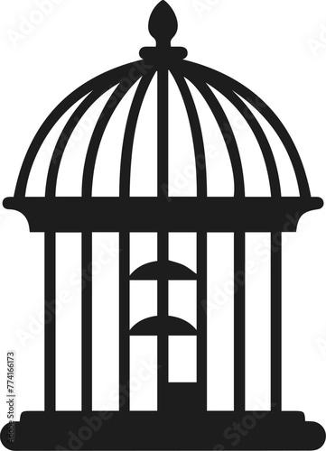 Silhouette of bird cage vector illustration