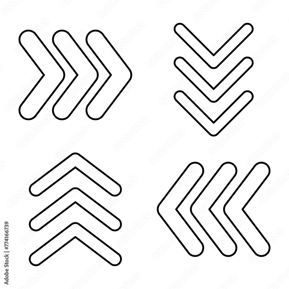Fototapeta premium Chevron line arrow set. Vector illustration isolated on white.