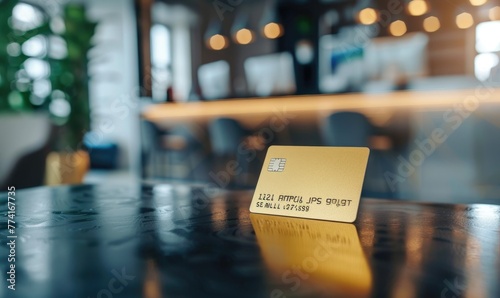 A gold credit card on a tab...