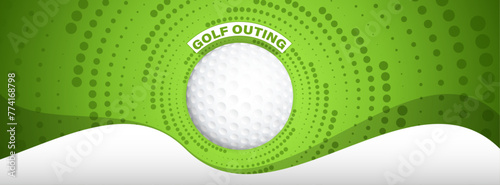 Golf outing banner with golf ball, vector illustration 