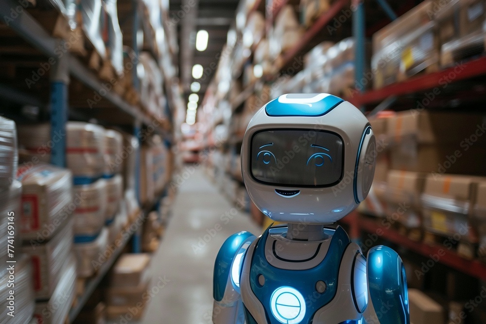 AI Generated robot is in charge of a warehouse, automatic working design concept. AI Generated robot is in charge of a warehouse, automatic working design concept.