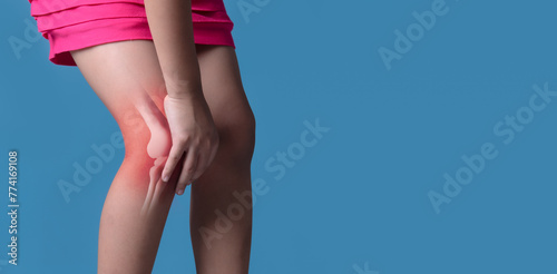Young businesswoman traumatized her knee(x-ray bone)