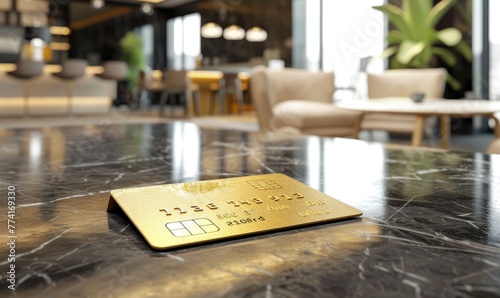 A gold credit card on a tab...