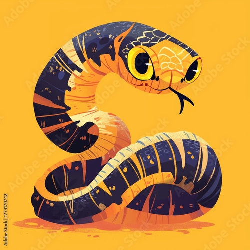 Yellowbellied Sea Snake,Flat design illustrations photo