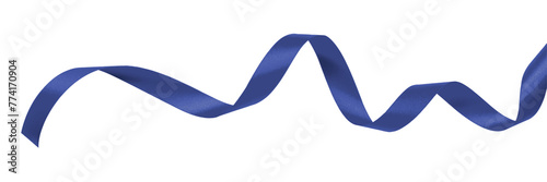 Foto Dark blue ribbon navy satin bow color curly scroll png isolated on transparent b