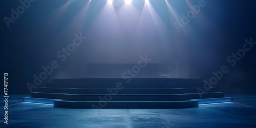 D Arena Stage with Spotlights and Abstract Design: Ideal for Awards Ceremonies and Entertainment Events. Concept Stage Design, Spotlights, Abstract Decor, Awards Ceremonies, Entertainment Events photo