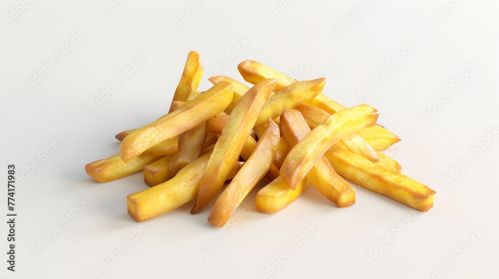 Crispy Golden French Fries Piled on a Clean White Background. Delicious Fast Food Concept. Ideal for Restaurant Menus and Food Blogs. AI Crispy Golden French Fries Piled on a Clean White Background. Delicious Fast Food Concept. Ideal for Restaurant Menus and Food Blogs. AI