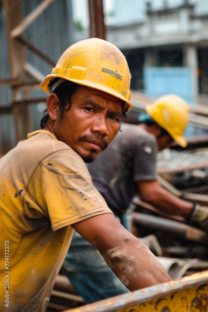 Construction Laborer with Rebar Framework Construction Laborer with Rebar Framework