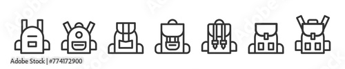 Set of backpack icons. Satchel icon set. School bag sign set. Vector illustration