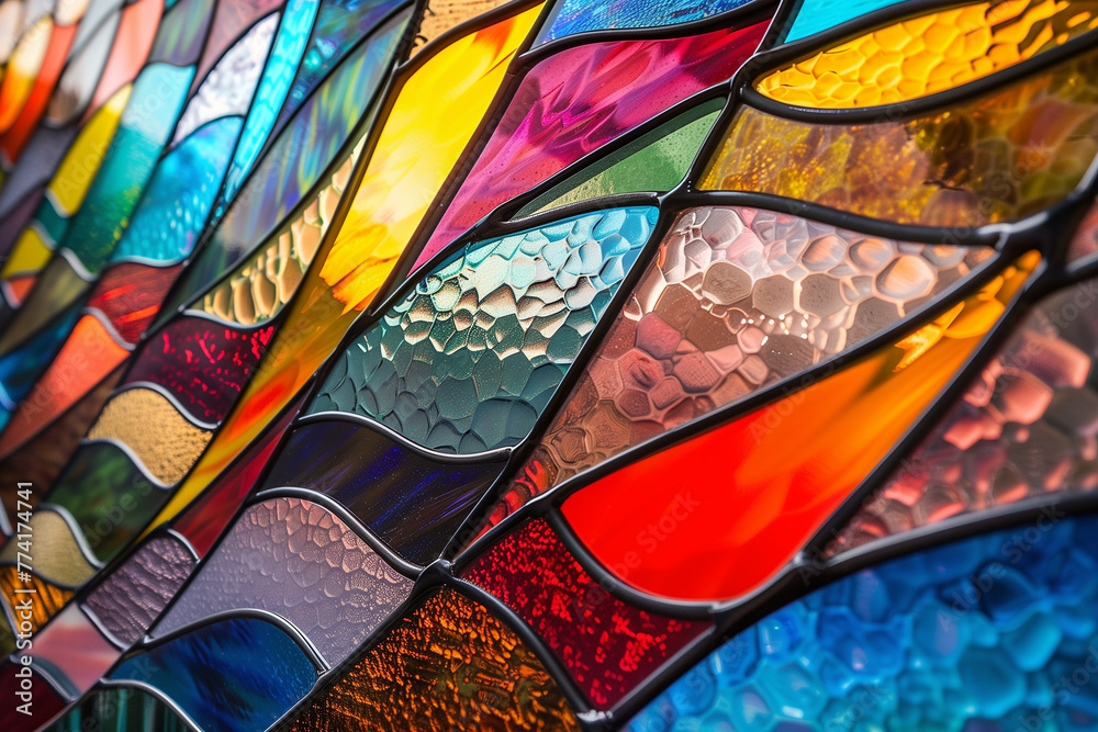 Vibrant stained glass waves.