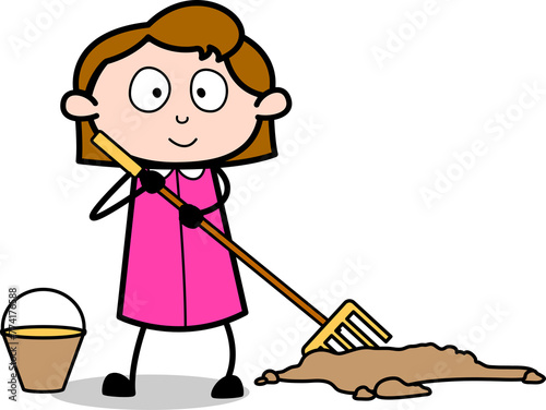 a girl is cleaning 
