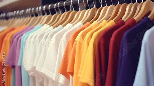 colorful shirts on hangers