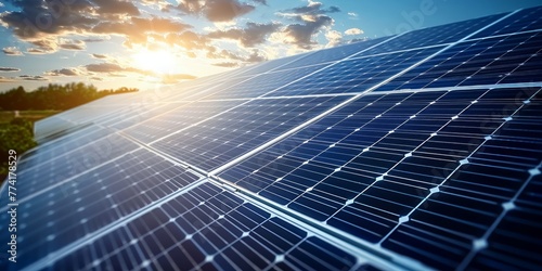 Solar panels generating electric power provide a renewable, eco-friendly alternative to traditional electricity sources, Generative AI 