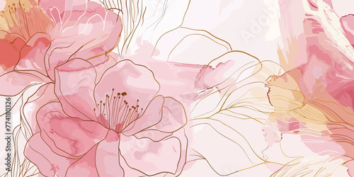 Luxurious Spring Floral Watercolor Vector Background