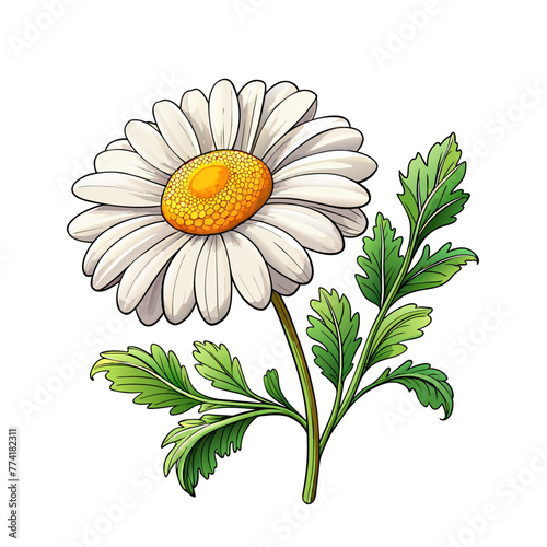 Chamomile flowers on white background for card decor
